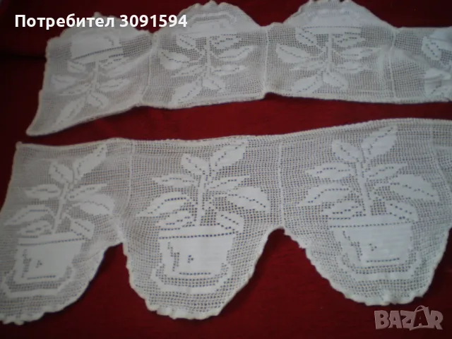 Бяло дантелено перде плетено на   една кука от бабината ракла, снимка 3 - Други ценни предмети - 50178516