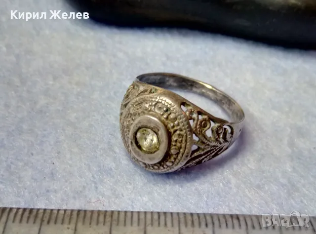 Стар ФЛОРАЛЕН СКЪПОЦЕНЕН СРЕБЪРЕН ПРЪСТЕН СРЕБРО 925 с ЧИСТ ПЛАНИНСКИ КРИСТАЛ АЖУРНА ИЗРАБОТКА 49974, снимка 10 - Пръстени - 49272971