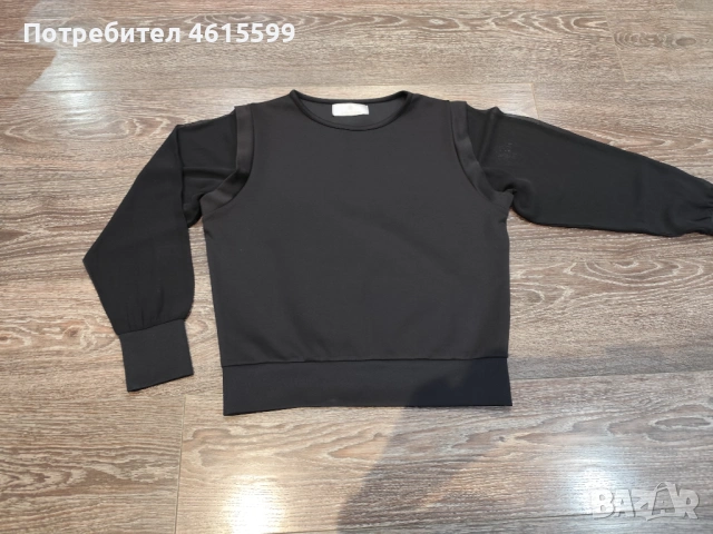 черна блузка с тюлени ръкави, снимка 6 - Блузи с дълъг ръкав и пуловери - 53850897