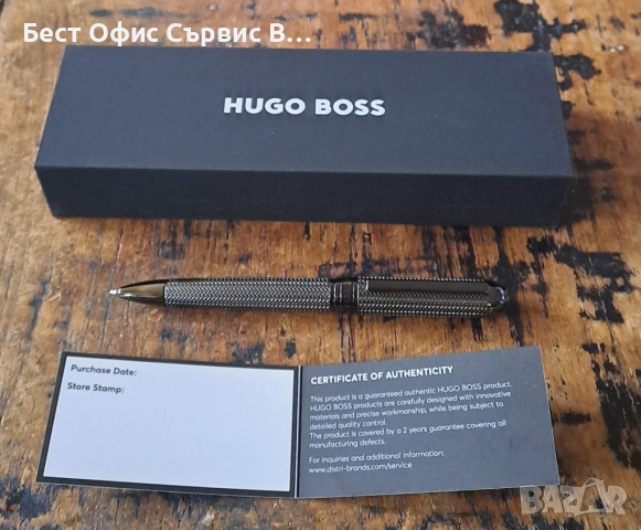 химикалка HUGO BOSS Gun метал с шарки тип рибена кост, снимка 2 - Ученически пособия, канцеларски материали - 53382601