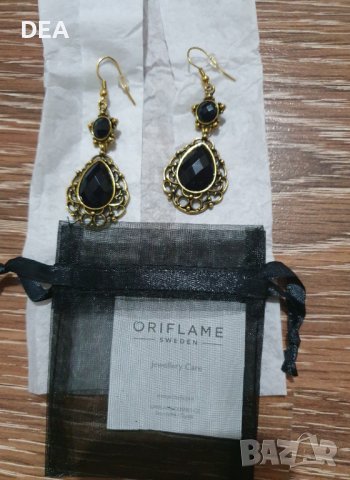Обеци ORIFLAME Старо злато с камъни-10 evro НОВИ, снимка 2 - Обеци - 41310261
