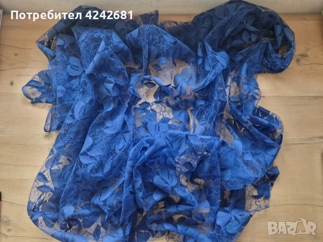 Нов плат Синя дантела 1.20х1.45м, снимка 2 - Платове и дамаски - 53574790