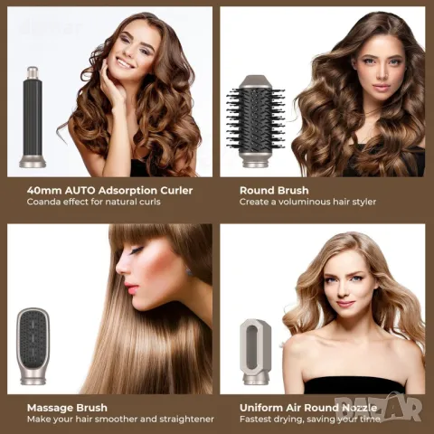 Многофункционален сешоар 6 в 1, професионален комплект четки за стилизиране, снимка 5 - Сешоари - 49873219