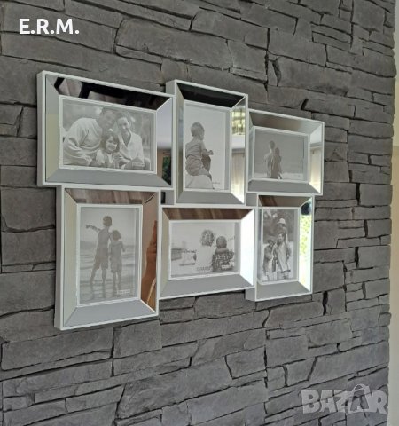 Огледална рамка за снимки за колаж в бяло и черно 6 бр. Снимки , снимка 1 - Декорация за дома - 40173024