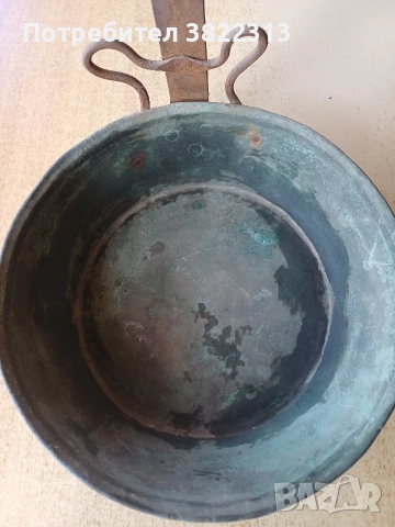 Меден тиган с дръжка ,стар, снимка 3 - Антикварни и старинни предмети - 53765215