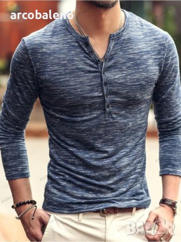 Нова модна мъжка тениска с дълги ръкави, 5цвята - 023, снимка 2 - Тениски - 40850808