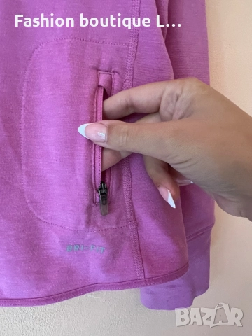 Nike оригинална розова термо блуза с дупки за пръстите на ръцете и джоб с цип на гърба S / М размер , снимка 7 - Блузи с дълъг ръкав и пуловери - 52052237