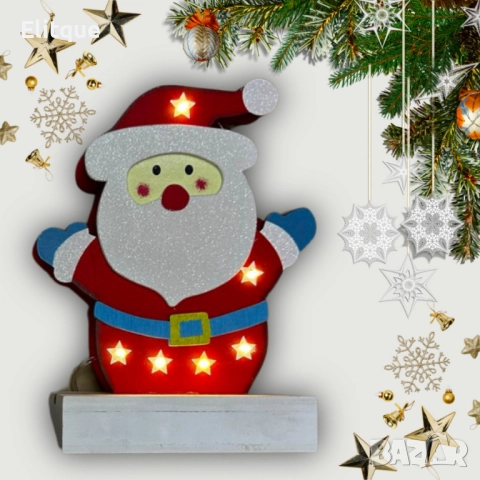 Светеща дървена фигурка във формата на Дядо Коледа, снимка 7 - Други стоки за дома - 52820157