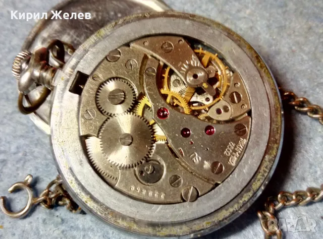 МЪЛНИЯ с ГЛУХАР Стар РЯДЪК РУСКИ ДЖОБЕН ЧАСОВНИК МОЛНИЯ 18 КАМЪКА СДЕЛАНО в СССР с КЮСТЕК 24451, снимка 5 - Антикварни и старинни предмети - 48288712