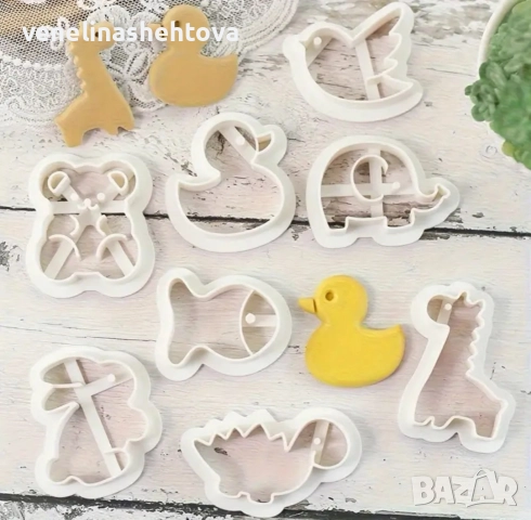8 броя малки резци резец пате мече рибка тесто фондан декорация , снимка 2 - Форми - 52832311