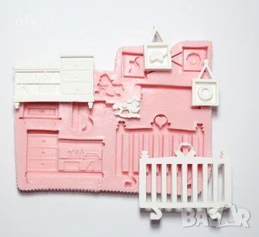 Бебешка стая кошара рамки шкаф пано силиконов молд форми за фондан гипс шоколад украса декор пано, снимка 2 - Форми - 40027891