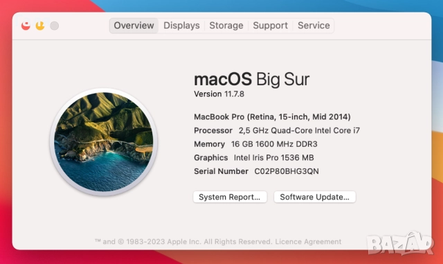 Apple MacBook Pro 15" (Mid-2015, Retina), 16GB RAM, SSD, кирилица, снимка 8 - Лаптопи за дома - 52367134