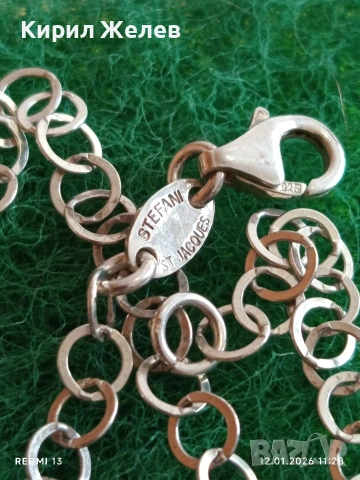 Сребърно колие плетка тип Белчер елегантен стилен дизайн 52658, снимка 7 - Колиета, медальони, синджири - 53070573