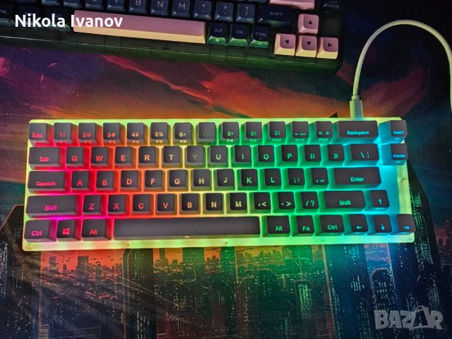 Механична RGB клавиатура за компютър 65% Womier Gateron Brown gaming keyboard геймърска светеща, снимка 3 - Клавиатури и мишки - 44354633