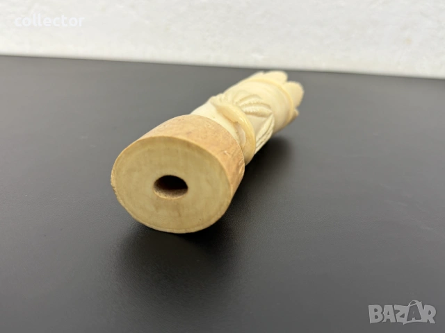 Резбован африкански скулптуриран бюст от с****а кост. №7967, снимка 7 - Антикварни и старинни предмети - 53857551