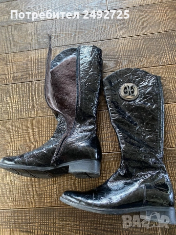 2 чифта Зимни Ботуши чизми естествен лак 39 номер, снимка 2 - Дамски ботуши - 40914712