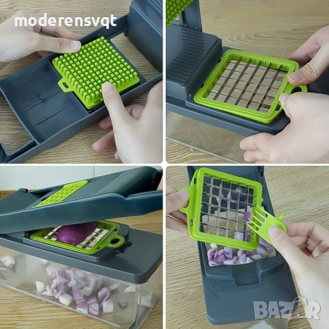 14в1 Мултифункционално кухненско ренде с приставки и контейнер, снимка 3 - Аксесоари за кухня - 53658012