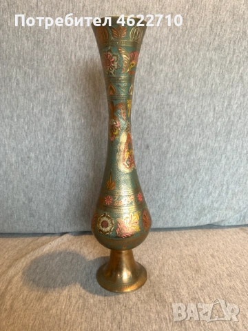 стара  гравирана месингова ваза 1, снимка 2 - Антикварни и старинни предмети - 53584341