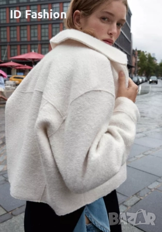 Бяло палто от букле на Zara, XS, снимка 3 - Палта, манта - 52719653