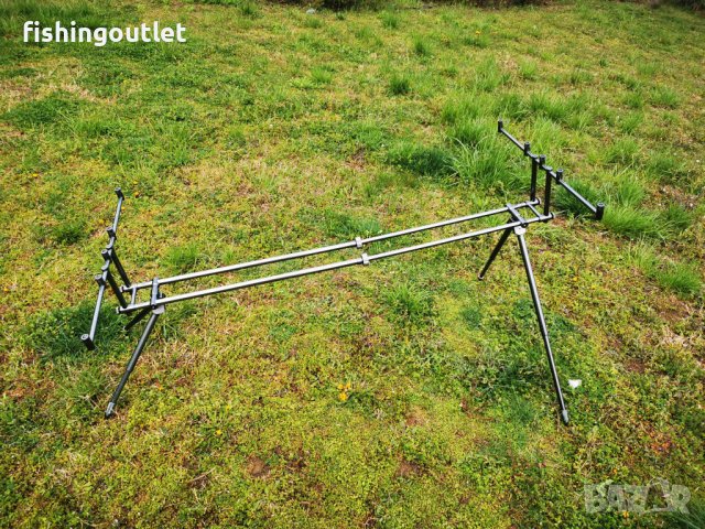  Масивна шаранджийска стойка за 5 въдици с три комплекта крака, снимка 4 - Такъми - 30895634