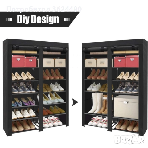 Двоен Стелаж за Обувки 12 Рафта 118Х108Х30 См 4713, снимка 3 - Шкафове - 52619127