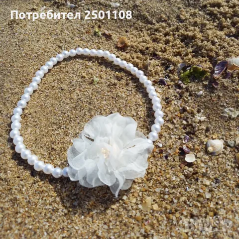 Перлено чокър колие с цвете, снимка 2 - Колиета, медальони, синджири - 49359821