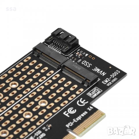 Адаптер M2 SSD NVMe+SATA (M-key+B-key) to PCI Express 3.0 4x adapter, снимка 4 - Кабели и адаптери - 35731532