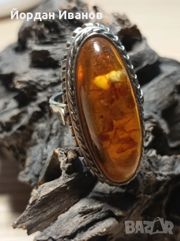 Руски пръстен с точен кехлибар , снимка 3 - Пръстени - 53408540