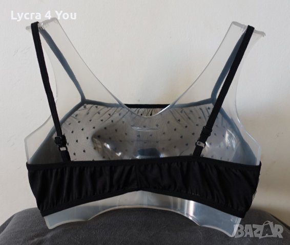 Тюлено черно бюстие/топ на черни точки, снимка 4 - Бельо - 34787773