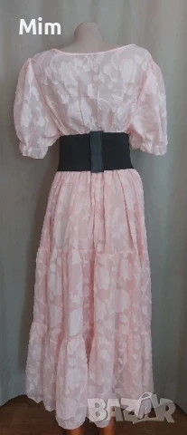 3XL Розова дълга рокля с къс ръкав , снимка 5 - Рокли - 50836929