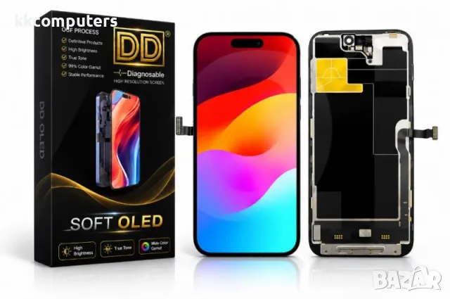 DD SOFT OLED Diagnosable LCD Дисплей за iPhone 15 Pro 6.1 + Тъч скрийн / Черен / (120HZ) Баркод : 48