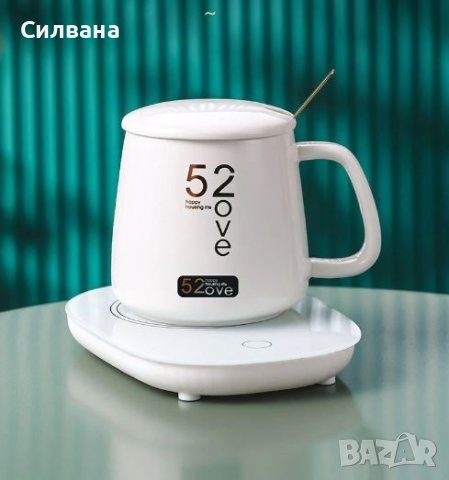 Комплект нагревател, чаша и капак за чаша / Цвят: Бял, снимка 1 - Други - 42706197