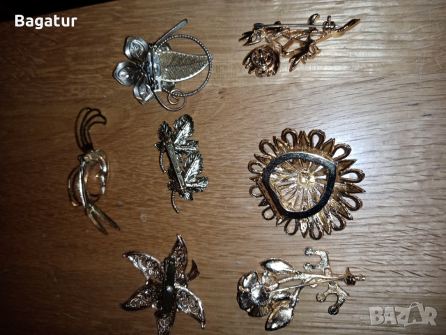 Лот 7бр,брошки,стари,жълти,винтидж,позлата,, снимка 5 - Антикварни и старинни предмети - 44623074