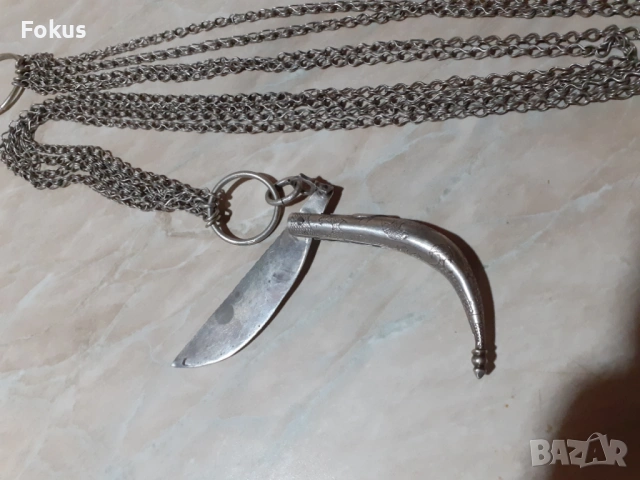 Страхотен голям османски сребърен кюстек с джобно ножче, снимка 5 - Антикварни и старинни предмети - 53390863