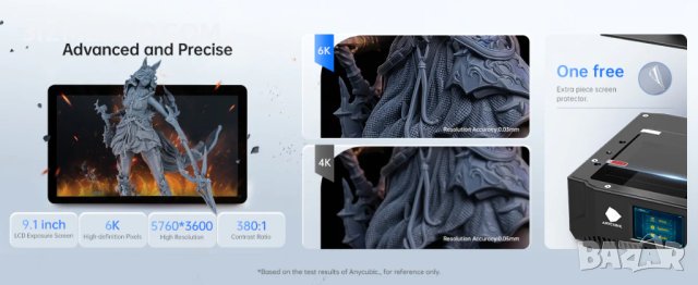 Фотополимерен 3D Принтер ANYCUBIC Photon Mono X 6Ks  9.1" Monochrome LCD 200x196x122 mm, снимка 10 - Принтери, копири, скенери - 41527062