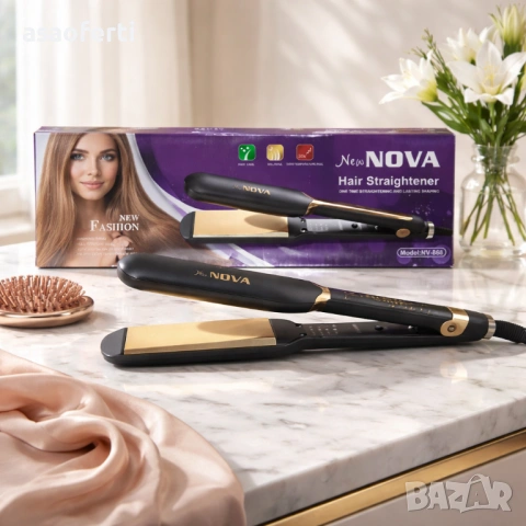 Професионална преса за коса New Nova NV-868 – Керамично покритие и 220°C, снимка 2 - Преси за коса - 53384470