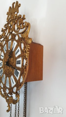 Бронзов рядък стенен механичен швейцарски часовник, снимка 15 - Антикварни и старинни предмети - 42497168