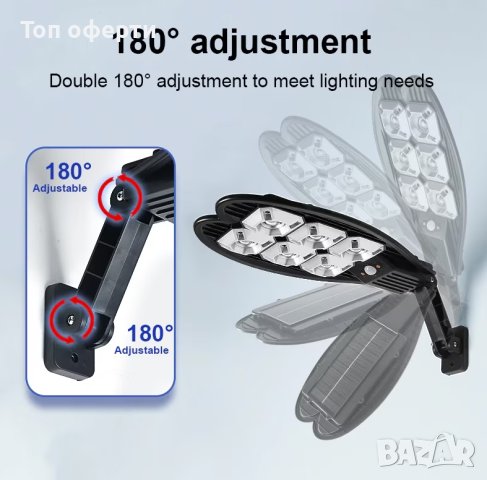 Соларна ДВОЙНА LED ЛЕД лампа 1200W, снимка 7 - Соларни лампи - 41026183