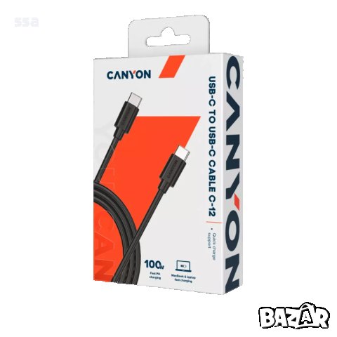 CANYON 100W (5A), 2м. Кабел за бързо зареждане & AV трансфер на данни (C-12) - CNS-USBC12W, снимка 4 - Кабели и адаптери - 41322889
