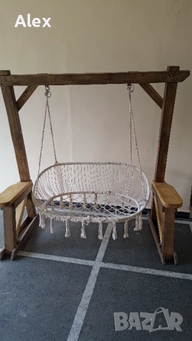 Дървена градинска люлка, снимка 2 - Градински мебели, декорация  - 52272753