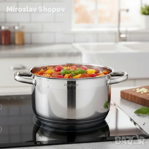 Комплект тенджери Cheffinger – 8 части инокс с капаци, за всички видове котлони, снимка 5 - Съдове за готвене - 56128690