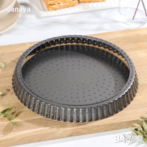 4074 Перфорирана форма за печене кръгла тава с подвижно дъно, снимка 4 - Съдове за готвене - 42280625