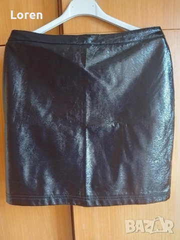 Ново!*Amisu*Пола мачкана кожа лак