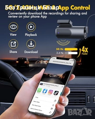 Нова 4K DVR камера за кола с предна и задна леща, Wi-Fi и нощно виждане, снимка 4 - Друга електроника - 52533793