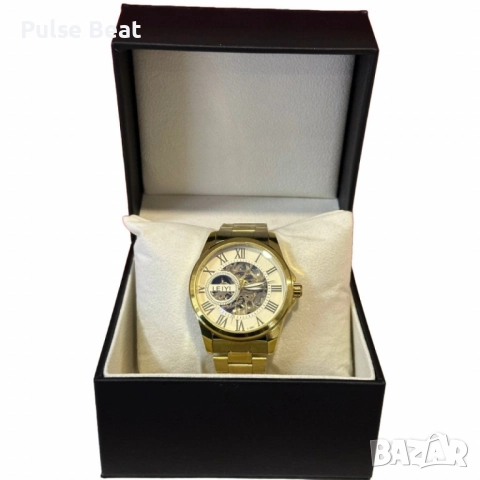 Елегантен и прецизен мъжки златист часовник LEIYI, снимка 5 - Мъжки - 52055377