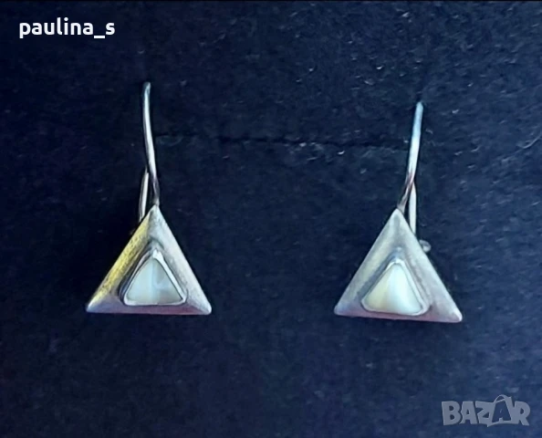 Два различни чифта / Винтидж / Сребърни обеци с бяло котешко око и лунен камък / проба 925 на СБХ, снимка 14 - Обеци - 32540701