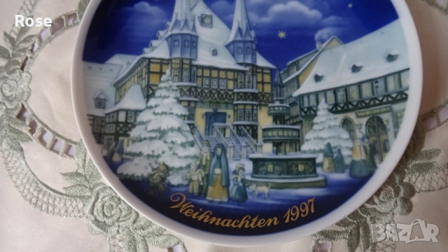 Vintage колекционерски коледни чинии за стена от Tettau, снимка 13 - Декорация за дома - 52300512