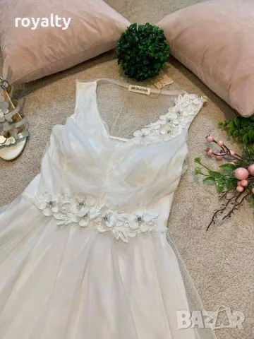 Рокля с тюл в бяло, снимка 2 - Рокли - 50414473
