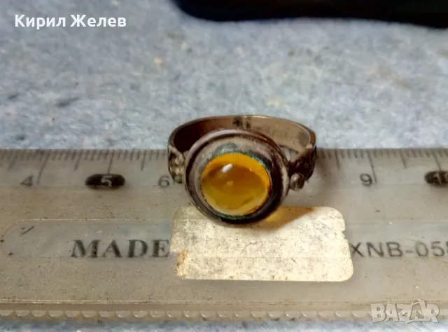 Старинен ОРНАМЕНТИРАН АР НУВО СРЕБЪРЕН ПРЪСТЕН ПАТИНИРАНО СРЕБРО ВИСОКА ПРОБА сШЛИФОВАН ЦИТРИН 49924, снимка 10 - Антикварни и старинни предмети - 49246275