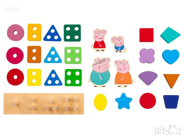 НОВИ! Дървен камион с форми Peppa Pig Прасето Пепа голям 35см, снимка 5 - Коли, камиони, мотори, писти - 50540866